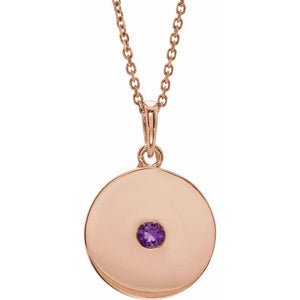 14K Gold Natural Ruby Disc Pendant
