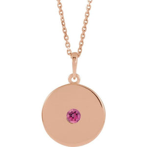 14K Gold Natural Ruby Disc Pendant
