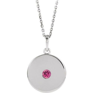 14K Gold Natural Ruby Disc Pendant