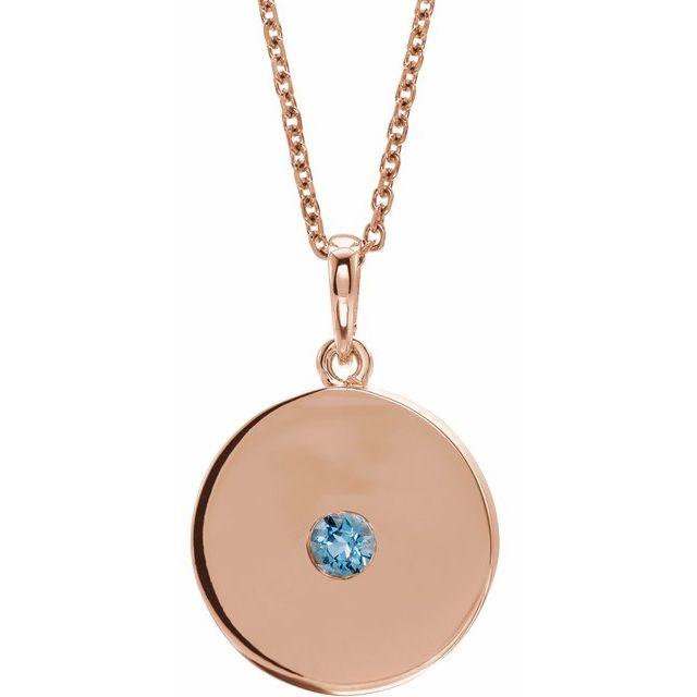 14K Gold Natural Ruby Disc Pendant