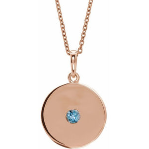 14K Gold Natural Ruby Disc Pendant