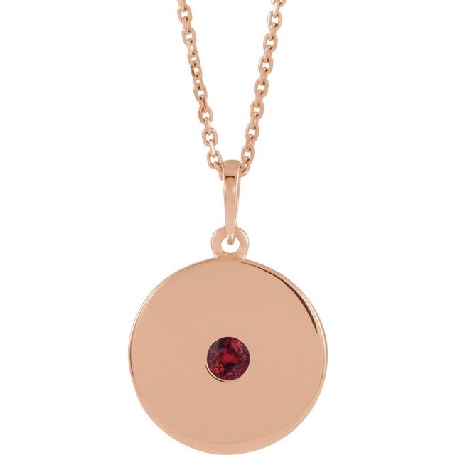 14K Gold Natural Ruby Disc Pendant