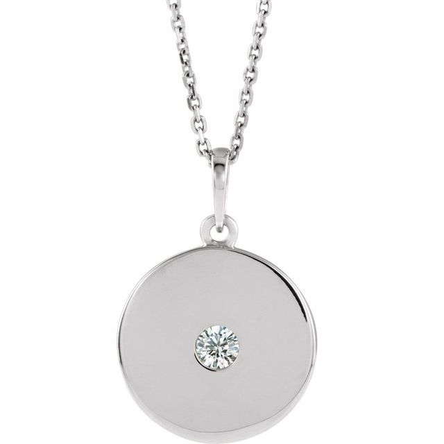 1/10 CTW Natural Diamond Round Disc Pendant Necklace in 14K Gold