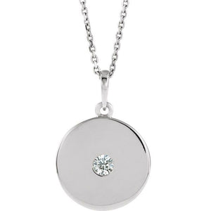 1/10 CTW Natural Diamond Round Disc Pendant Necklace in 14K Gold