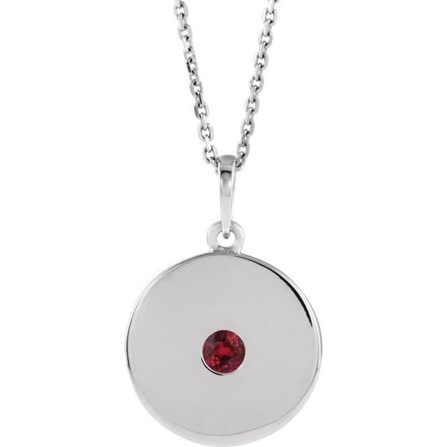 14K Gold Natural Ruby Disc Pendant