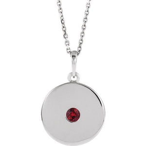 14K Gold Natural Ruby Disc Pendant