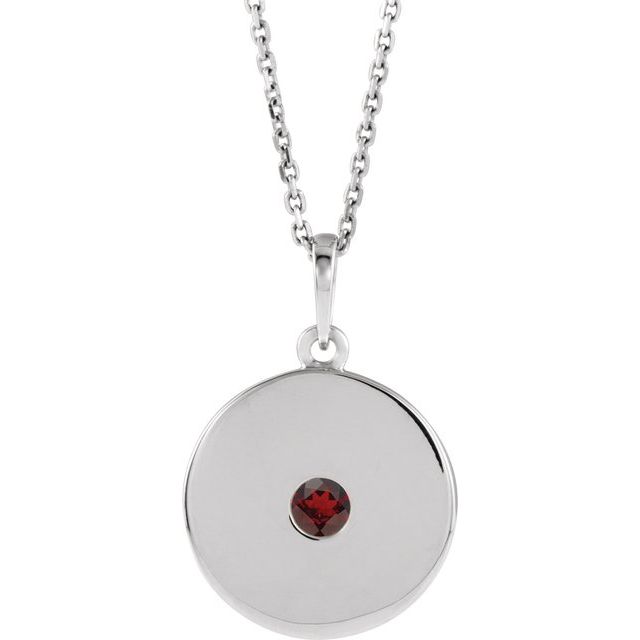 14K Gold Natural Ruby Disc Pendant
