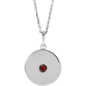 14K Gold Natural Ruby Disc Pendant