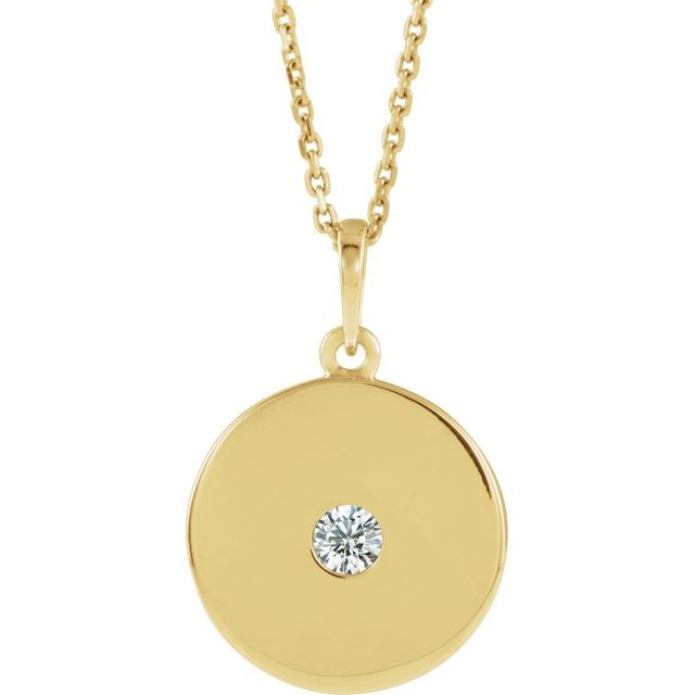 1/10 CTW Natural Diamond Round Disc Pendant Necklace in 14K Gold