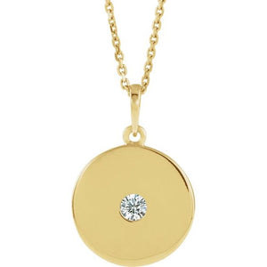 1/10 CTW Natural Diamond Round Disc Pendant Necklace in 14K Gold
