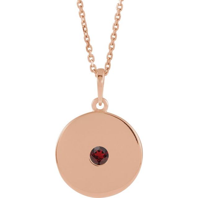 14K Gold Natural Ruby Disc Pendant