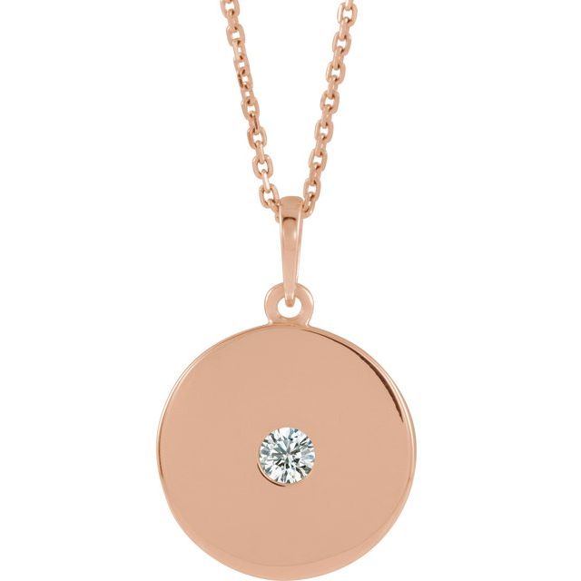 1/10 CTW Natural Diamond Round Disc Pendant Necklace in 14K Gold