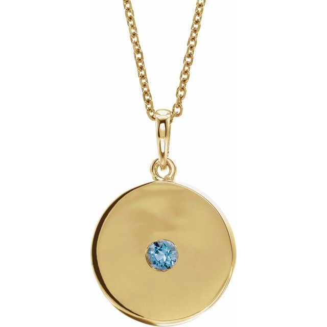 14K Gold Natural Ruby Disc Pendant