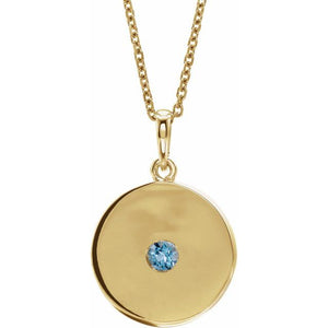 14K Gold Natural Ruby Disc Pendant