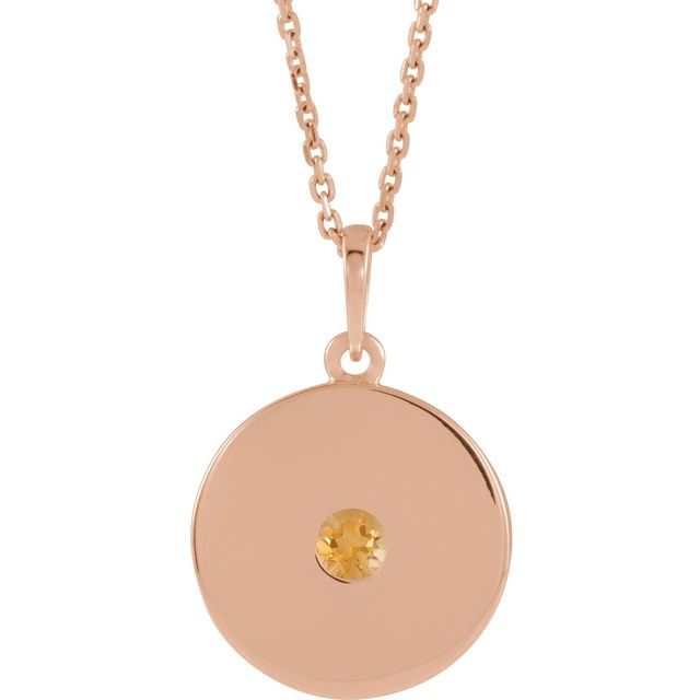 14K Gold Natural Ruby Disc Pendant