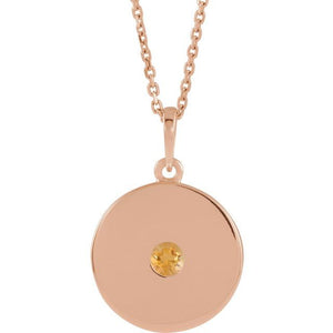 14K Gold Natural Ruby Disc Pendant