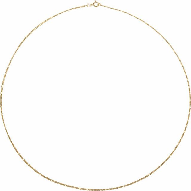 14K Yellow Gold 1.28 mm Figaro Chain Necklace - Elegant Design