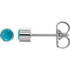 14K White Gold Natural Turquoise Bezel-Set Earrings