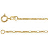 14K Yellow Gold 1.28 mm Figaro Chain Necklace - Elegant Design