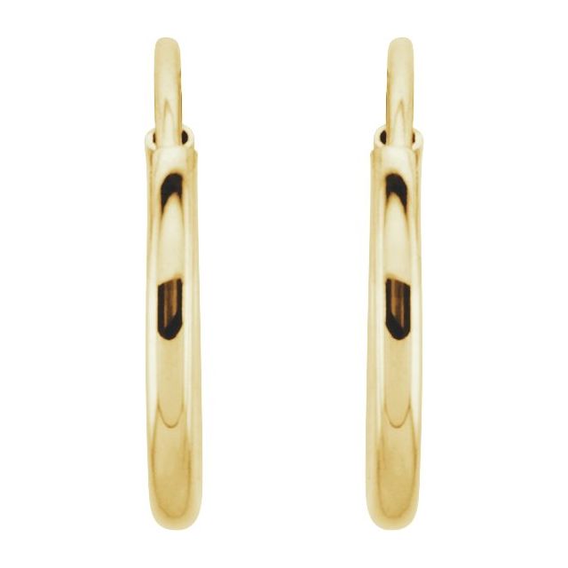 14K Yellow Gold 10 mm Endless Tube Hoop Earrings