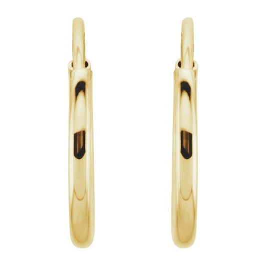 14K Yellow Endless Tube 10 mm Hoop Earring