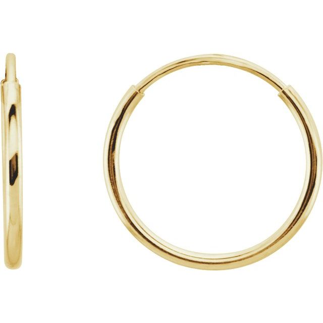 14K Yellow Gold 10 mm Endless Tube Hoop Earrings