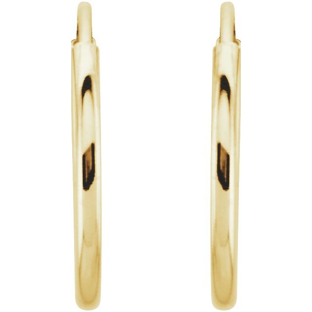 14K Yellow Gold 10 mm Endless Tube Hoop Earrings