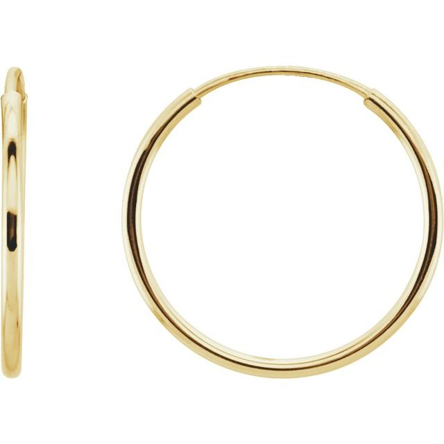 14K Gold Endless Hoop Earrings - Options Available