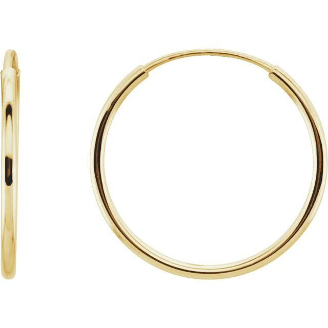 14K Yellow Gold 10 mm Endless Tube Hoop Earrings