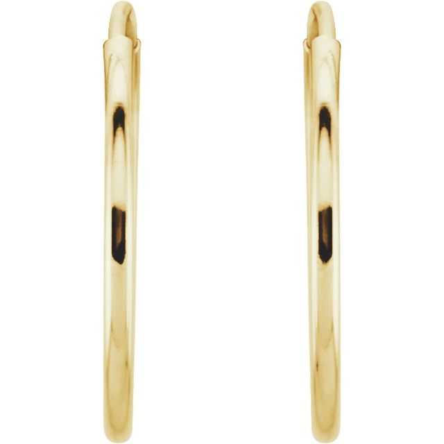 14K Yellow Gold 10 mm Endless Tube Hoop Earrings