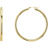 14K White Tube 15 mm Hoop Earrings