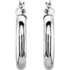 14K White Tube 15 mm Hoop Earrings