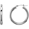 14K White Tube 15 mm Hoop Earrings