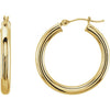 14K White Tube 15 mm Hoop Earrings