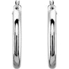 14K White Tube 15 mm Hoop Earrings