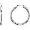 14K White Tube 15 mm Hoop Earrings