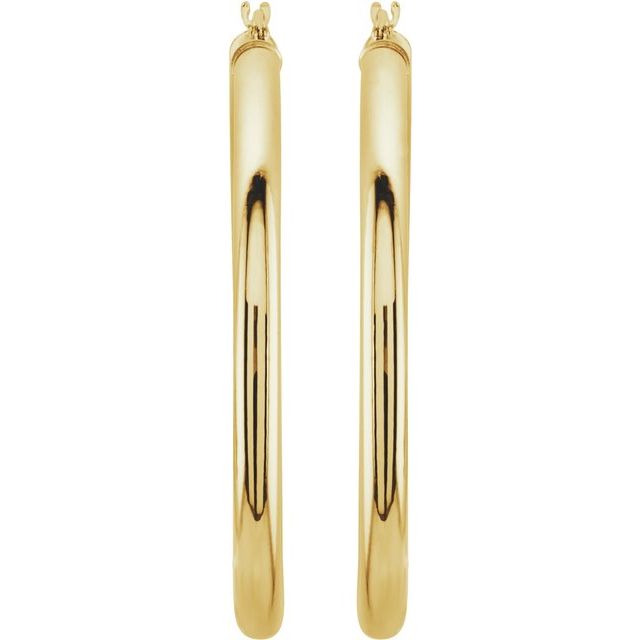 14K White Tube 15 mm Hoop Earrings