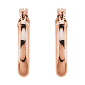 Elegant 14K Rose Gold Tube Hoop Earrings - 13 mm