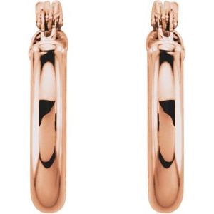Elegant 14K Rose Gold Tube Hoop Earrings - 13 mm