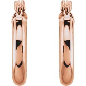 Elegant 14K Rose Gold Tube Hoop Earrings - 13 mm