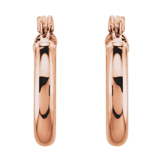 Elegant 14K Rose Gold Tube Hoop Earrings - 13 mm