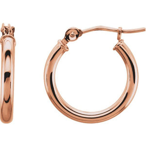 Round Tube Hoop Earrings | 14K Gold | 13 Mm x 2 Mm - 60 Mm x 2 Mm | V2.1