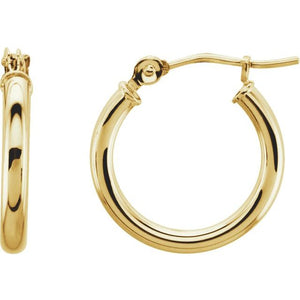 Round Tube Hoop Earrings | 14K Gold options* | 13–60 Mm × 2 Mm | Round | Friction Backs | Polished