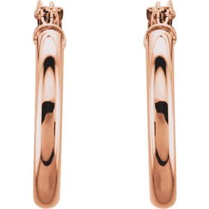 Elegant 14K Rose Gold Tube Hoop Earrings - 13 mm