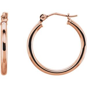 Elegant 14K Rose Gold Tube Hoop Earrings - 13 mm