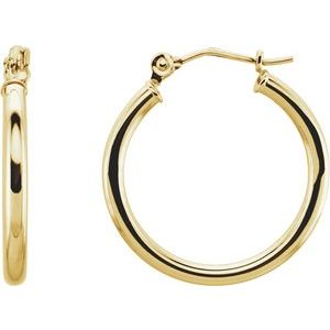 Elegant 14K Rose Gold Tube Hoop Earrings - 13 mm