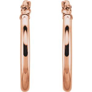 Elegant 14K Rose Gold Tube Hoop Earrings - 13 mm