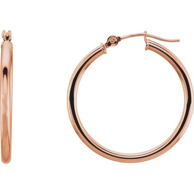 14K Yellow Gold 15 mm Polished Tube Hoop Earrings