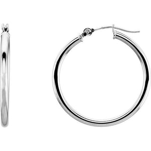 Round Tube Hoop Earrings | 14K Gold options* | 13–60 Mm × 2 Mm | Round | Friction Backs | Polished