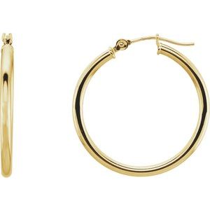 Elegant 14K Rose Gold Tube Hoop Earrings - 13 mm